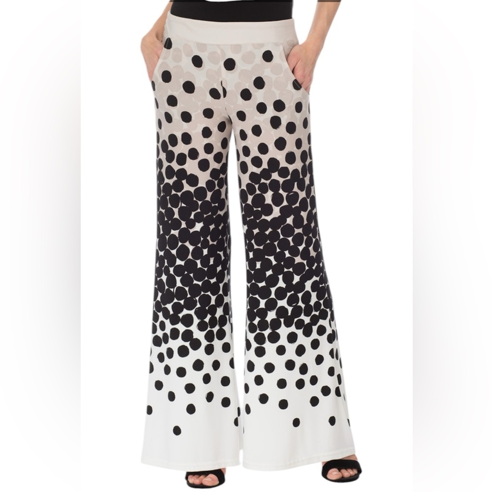 Joseph Ribkoff Palazzo Flared Leg with Ankle Hem Polka Dot Pants Size 12